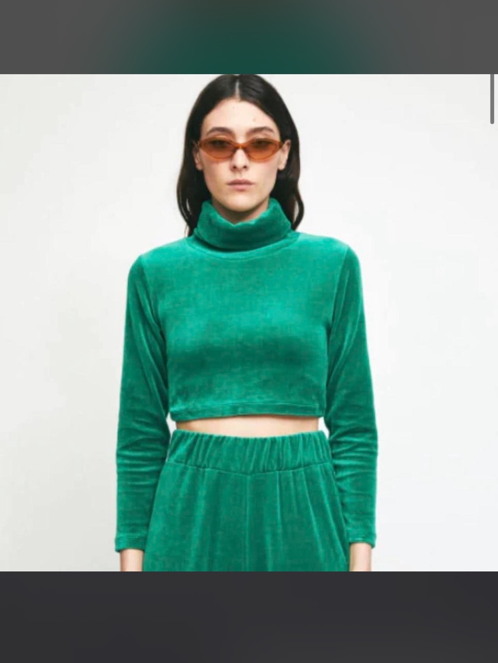 Rita Row green ficus cropped turtleneck top XS